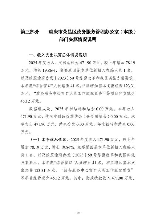 重庆荣昌区政务服务管理办公室本级2025年度部门决算公开